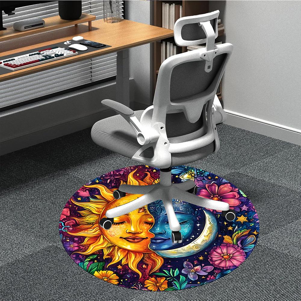 

1pc Sun Moon Harmony Chair Carpet for Office Non-Slip, Machine Washable Rug for Office, Room - Polyester, Machine Made yy251029148 80cm by 80cm
