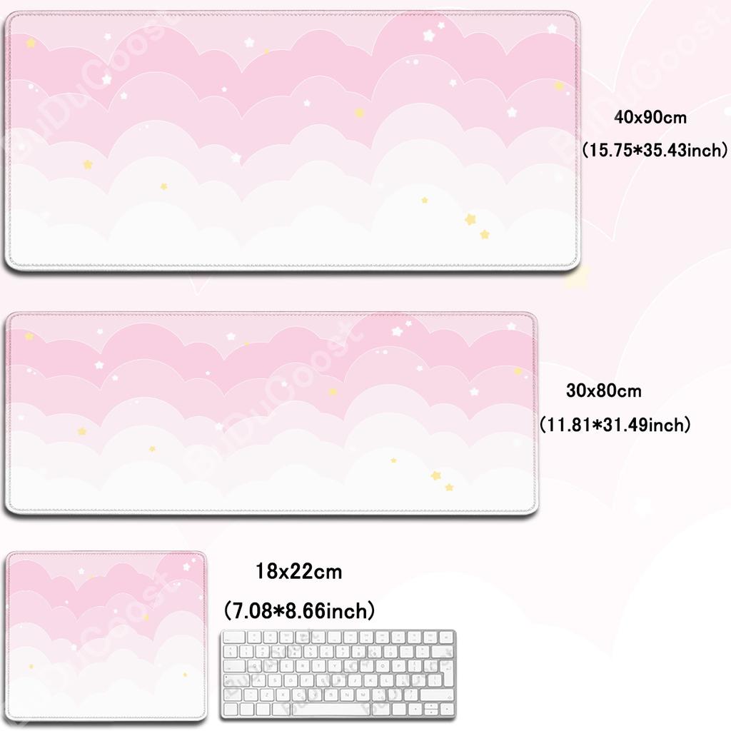 Gaming Mousepad Pastel Cloud HD Desk Mat Kawaii Cartoon Pink Mouse Pad 30x80cm Rubber Rugs Extended Gamer Lock Edge Keyboard Mat