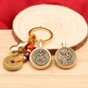 Rotating Brass Zodiac Signs Vermilion Gourd Keychain for Wealth & Treasures