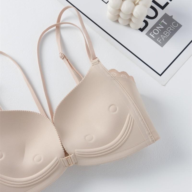 1118 Traceless Steel Rim Front Buckle Bra, Small Breasts Show Large Collection, Double Breasts, Beautiful Back Underwear, Women's Medium Thickness
