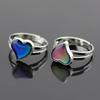 2Pcs Big Love Heart Mood Shaped Color Changing Silver Couple Rings Adjustable Ring Women Arts Crafts Fashion Gift Jewelry