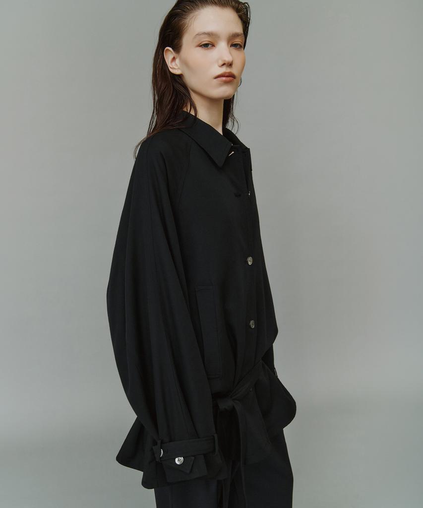 SIYAZU Siot4203 Oversized Fluid Belted Jacket_Black