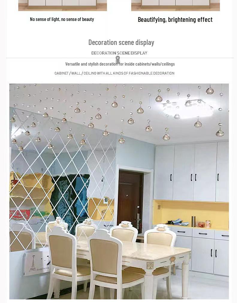 Acrylic Diamond Splicing Background Wall Mirror Sticker for Living Room Decoration