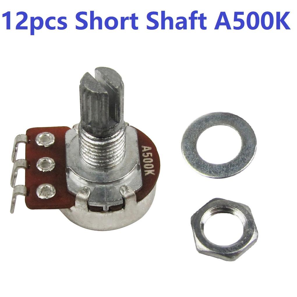 FLEOR 12PCS 18-spline Mini Potentiometers Guitar Pots 500K /250K Long / Short Shaft Choose Electric Guitar Parts