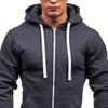 Men Hoodie Hooded Cardigan Zip Up Trendy Warm Pure Color Autumn Coat for Daily Wear