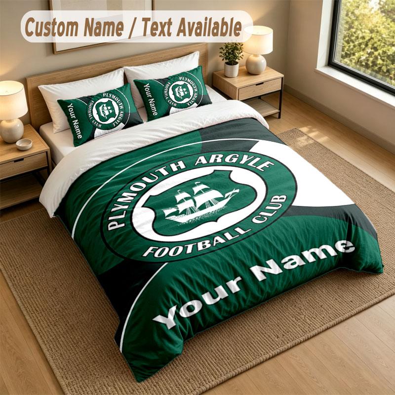 Bedding Set 1 Duvet Cover 2 Pillowcases Plymouth Argyle FC Print Soft Bed Linen Bedroom Decor