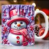 3D Snowman Christmas Ceramic Coffee Mug Hat Scarf Tea Cup