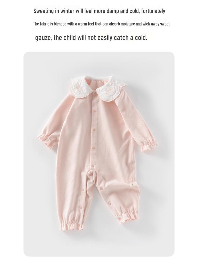 Autumn 2025 Newborn Embroidered Collar Bodysuit for Spring Outings