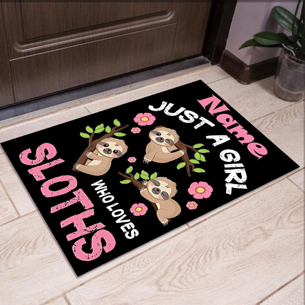 Custom Name Sloth Printed Carpet,Rug for Office Chair Living Room Bedroom Kitchen Room Decor Gifts.