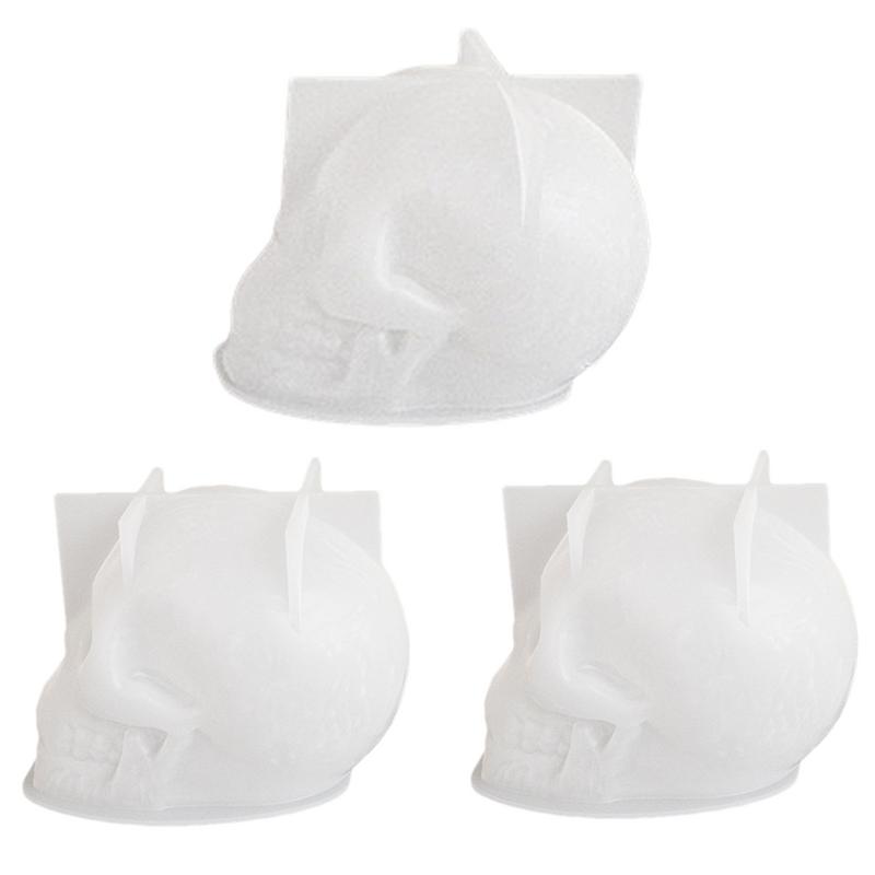 3D Skull Silicone Candle Molds Halloween Skull Decoration Crafts Epoxy DIY Desktop Ornament Decorative Skull Silicone Mold