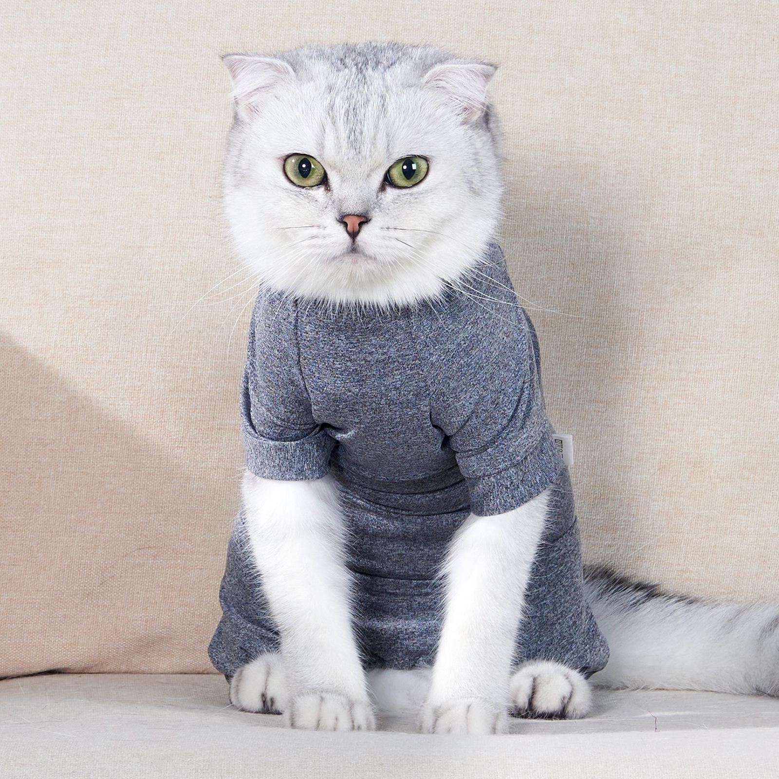 

Top-Selling Four-Legged Cat Suit for Post-Op Recovery, Ideal for Female Cat Sterilization and Weaning with Anti-Shedding Feature XS серый