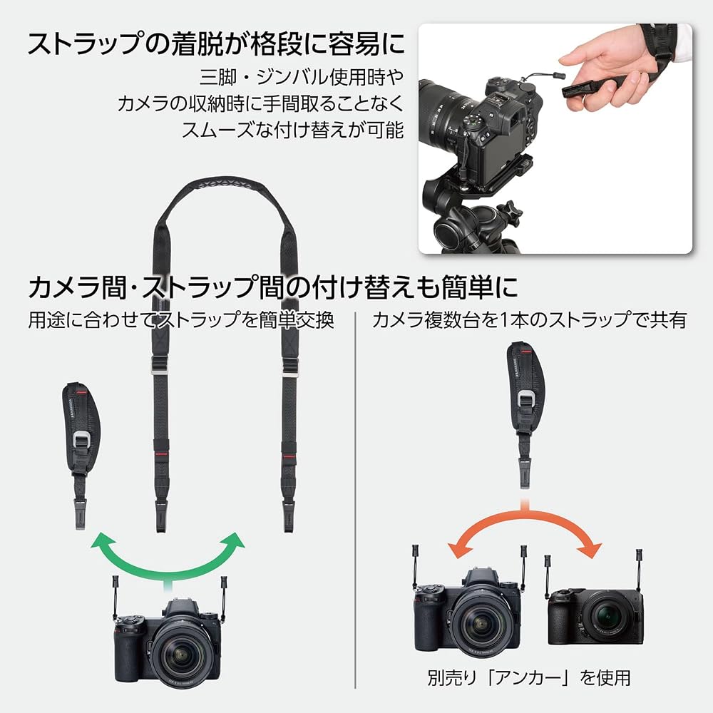 HAKUBA Camera Accessories Anti-Twist Strap [ErgoHand] Features YKK Twist-reducing Quick-release Parts. One-touch Attachment and Replacement. Single-ha