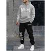 Autumn and Winter New Men's Sports Casual Fashion Printed Couple Hooded Sweatshirt, Spring and Autumn Sportswear 2 Piece Set