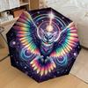1pc Colorful Cosmic Owl Mandala Umbrella with Plastic Handle,Suitable for All Seasons Home Travel Outdoor UmbrellaDD1488