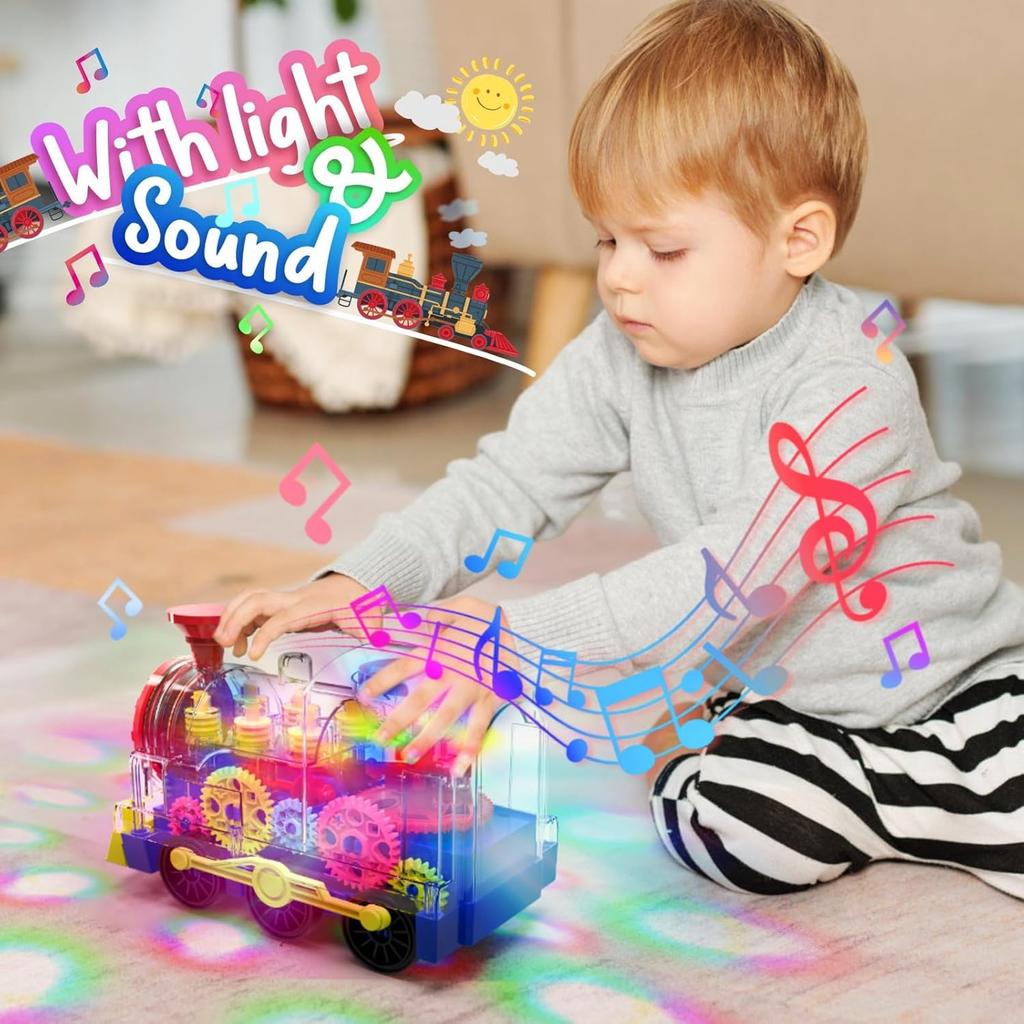 Popular Transparent Mechanical Gear Train for Automatically Avoids Interactive Learning and Development Toy with LED Lights and Music Kids, Obstacles,