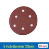 Red Sand Flocking 5-Inch Self-Adhesive Sandpaper Disc, 6 or 8 Holes, for Dry Grinding and Polishing