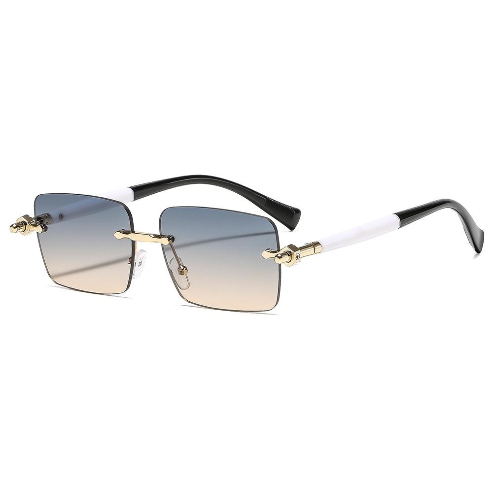 

Latest Vintage Retro Frameless Gradient Square for Women Sunglasses Brand Contrast Color Frame Design Trendy All Match Men Casual Eyeglasses UV400 as picture