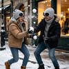 Caldo Berretto Morbido in Acrilico Lavorato a Maglia con Occhiali Unisex Cappello Invernale Foderato in Pile Antivento Termico Cuffia per Ciclismo Sci Moda da Strada