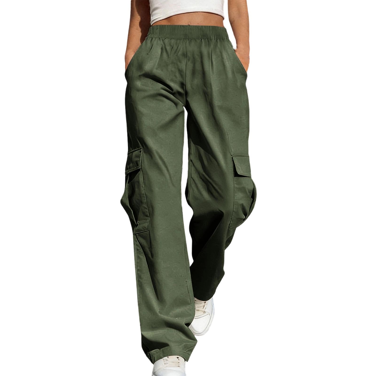 

Women s Casual -Color Workwear Pants With Multiple Pockets And Wide Legs L зелёный
