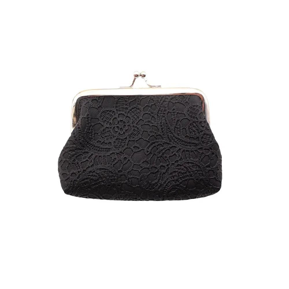 Small PU Leather Lace Embossed Wallet Mini Coin Purse Data Cable Organizer Portable Clutch Pouch