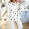 Damen Freizeit Pullover mit langen Ärmeln und Polka-Dot-Muster, lockere Passform
