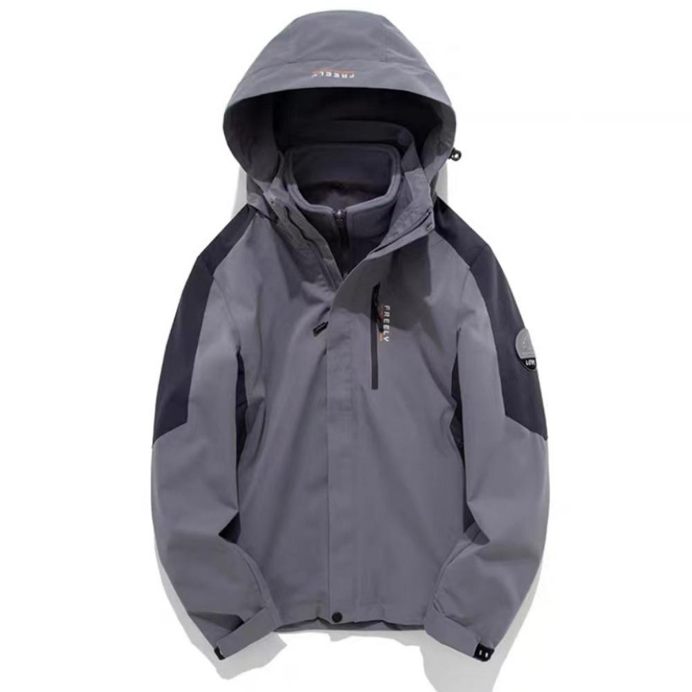 

Зимняя куртка с цветными блоками для мужчин и женщин, три в одном, съемная, утолщенная подкладка из золотистого норкового бархата, ветрозащитная, водонепроницаемая и теплая для отдыха на природе 3XL