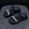 Small Thick-bottomed Cool Slippers Female 2025 Summer New Two Wear Height-increasing Fairy Wind Beach Wear Female Cool Slippers