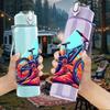 1PC Mountain Bicycle Outdoor Cycling Print 750ml Color Plastic Sports Water Bottle Leakproof Flip Straw Lid Suitable for Sports Office Home Use