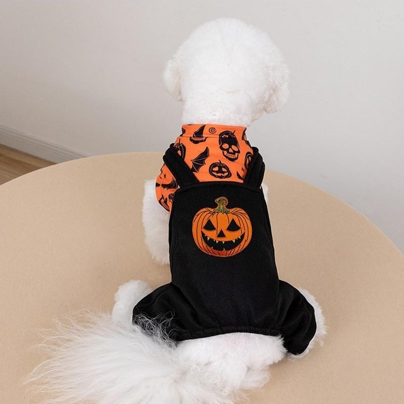 2026 Winter Dog Clothes Halloween Dog Costume Funny Pumpkin Pet Jumpsuit Cat Puppy Sweatshirt Chihuahua Bichon Four Legged Coat