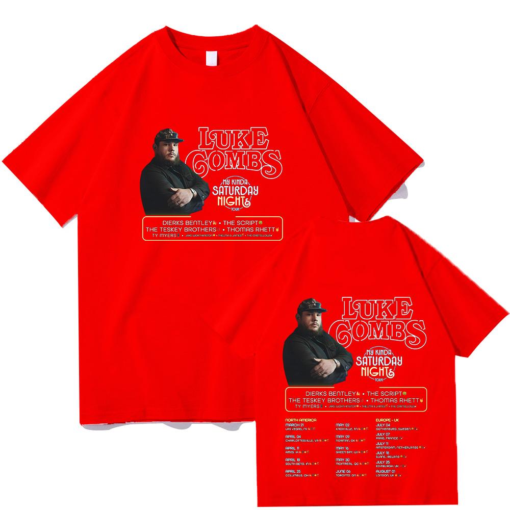 My Kinda Saturday Night Tour Tshirt Luke Combs Music Tshirt 2025Summer Mens Womens Harajuku Cotton Round Neck Shirt Fan Gift