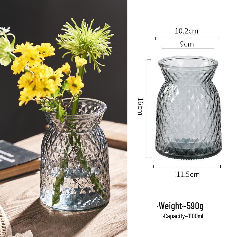 Nordic Cone-Shaped Transparent Glass Vase for Lucky Bamboo and Flowers
