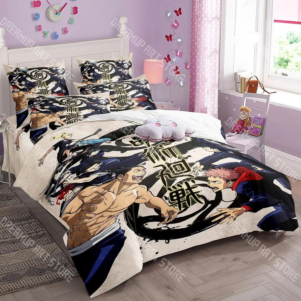 Fashion Anime Jujutsu Kaisen Bedding Set Single Twin Full Queen King Size Bed Set Kids Bedroom Duvetcover Sets Bed Sheet Set