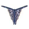 Erotic Panties Ladies Crotchless Thongs Adjustable Low Waist Sexy Embroidered Crotch Openning G-String See-Through Mesh Hollow