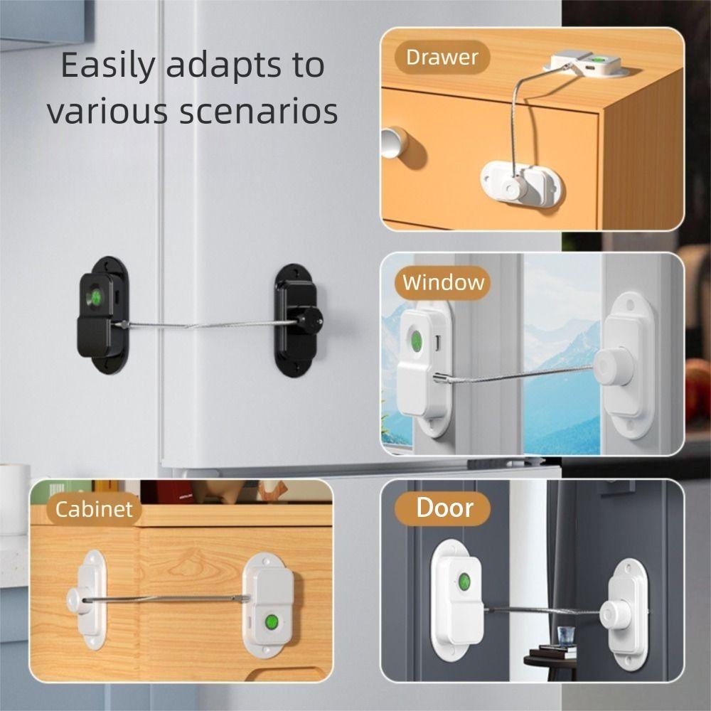 Intelligent Spärr Barnsäkerhetslås Rostfri Kabel Kylskåpslås Dörrlås Hemsäkerhet