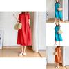 Luxurious Cotton Loose And Thin Dress For Women With Short Sleeves And Round Neck