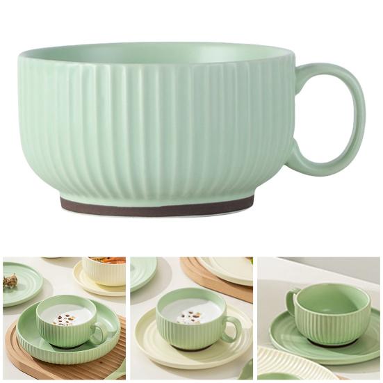 Ceramic Milk Handle Cup with Safe Bouillon Cup Cream Aesthetic Breakfast Bowls Microwave