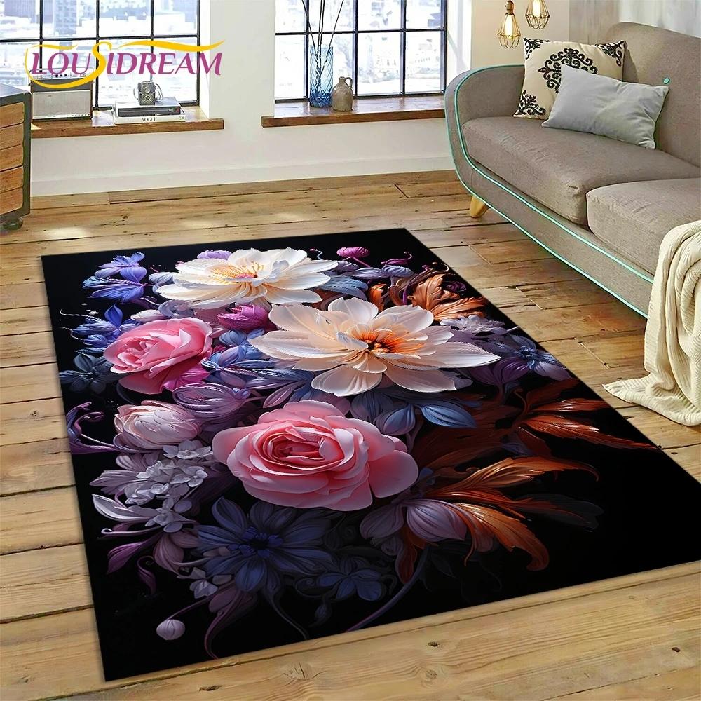 3D Dream Sun Flowers Nordic Daisy Carpet Rug for Bedroom Living Room Home Sofa Decoration,Children Game Large Decor Floor Mat