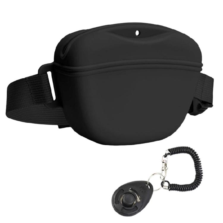 Praktische Haustier-Trainingsentasche mit Trainingsclickern Flexible Silikon-Leckerchentasche mit verstellbarem Hüftgurt
