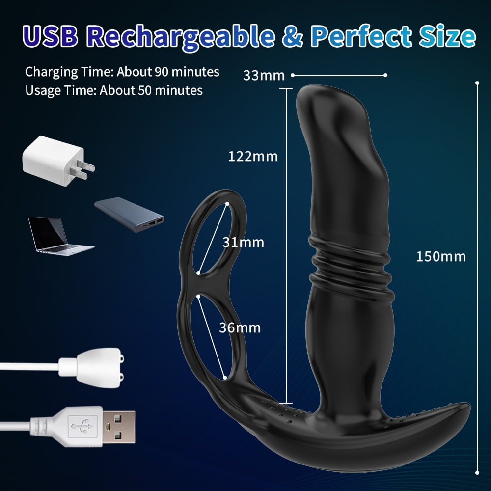 Thrusting Anal Vibrator Butt Plug Adult Toys for Men Couples, APP Control Prostate Massager with Penis Ring