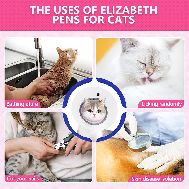Adjustable Elizabeth Cat Collar Lightweight Anti-Bite Lick Transparent Health Training Pet Protective Collar for Cat Jouet Chats