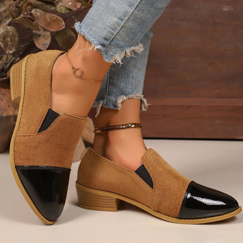 Fashion Retro Leopard Low Heel Pumps for Women Plus Size Square Heel Casual Shoes Woman Slip On Pointed Toe Low Heels Shoes Female