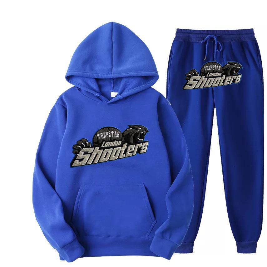 Set Felpa con Cappuccio e Jogger Unisex Testa di Tigre Blu - Pullover Caldo e Sportivo per Autunno/Inverno