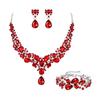 2/3Pcs Water Drop Shaped Wedding Jewelry Set Sparkling Necklace Earring Bracelet Set  Party