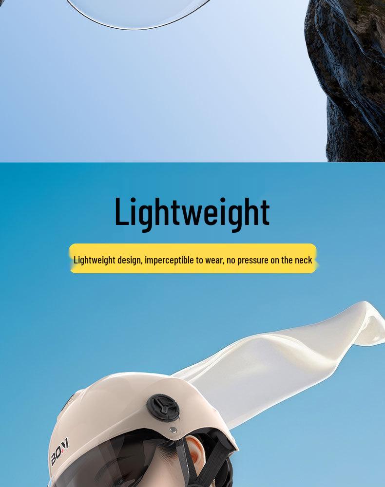 Certified Dual-Lens Electric Motorcycle Helmet for Men and Women - Summer Sun Protection Safety Half Helmet for Scooters