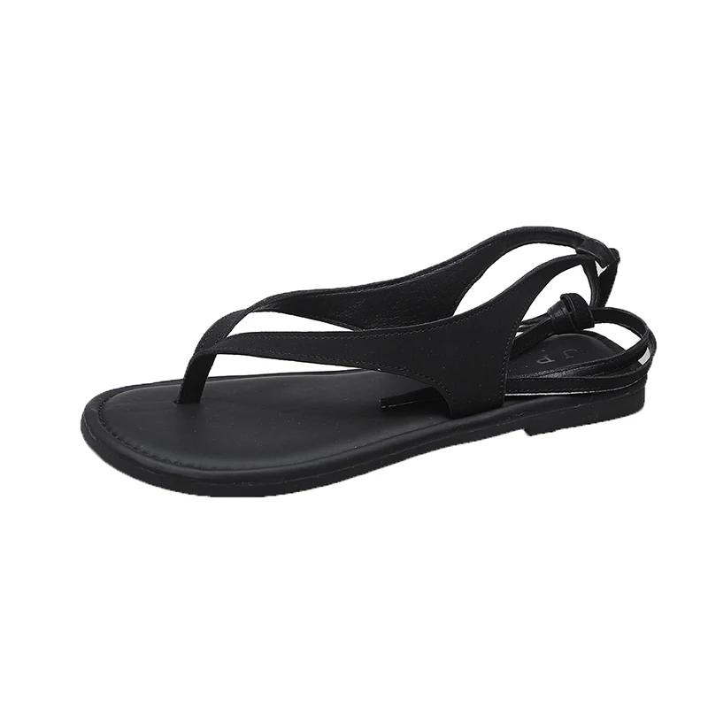 Lässige Sandalen mit flachem Boden, Schnürung und Zehenschlaufe für Damen, Schuhe für Damen 2026 Heißer Verkauf Sommer Vielseitig Outdoor Neue Strandsandalen Damen