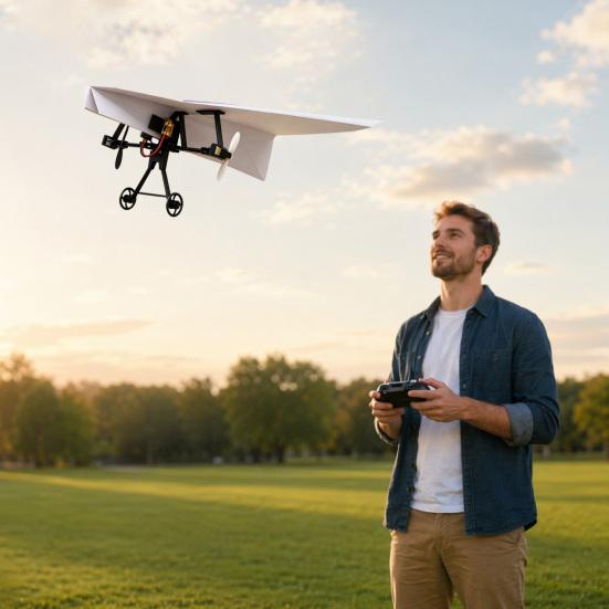 Kit de Avião de Papel com Controle Remoto yangyizhi com Estabilizador Giroscópico, Módulo de Potência Elétrica RC DIY, Hélices Duplas, Transmissor Lançador de Aeronave