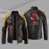 [European size thin] Cardinal locomotive leather jacket European and American large size men's PU spring and autumn leather jacket