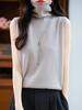 100% Pure Wool Sleeveless Women's Knit Vest with Stacked Collar for Autumn/Winter