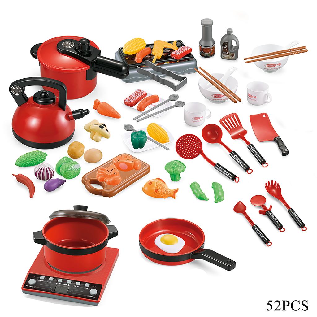 52Pcs Kitchen Play Toy Kids Pretend Playset With Coy Cutlery Early Educational Toys Girls Boys Kids