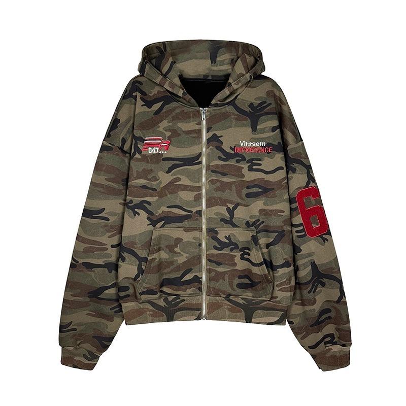 Unisex Retro Camouflage Cardigan Hoodie: Loose, Versatile, Trendy Jacket for Men & Women
